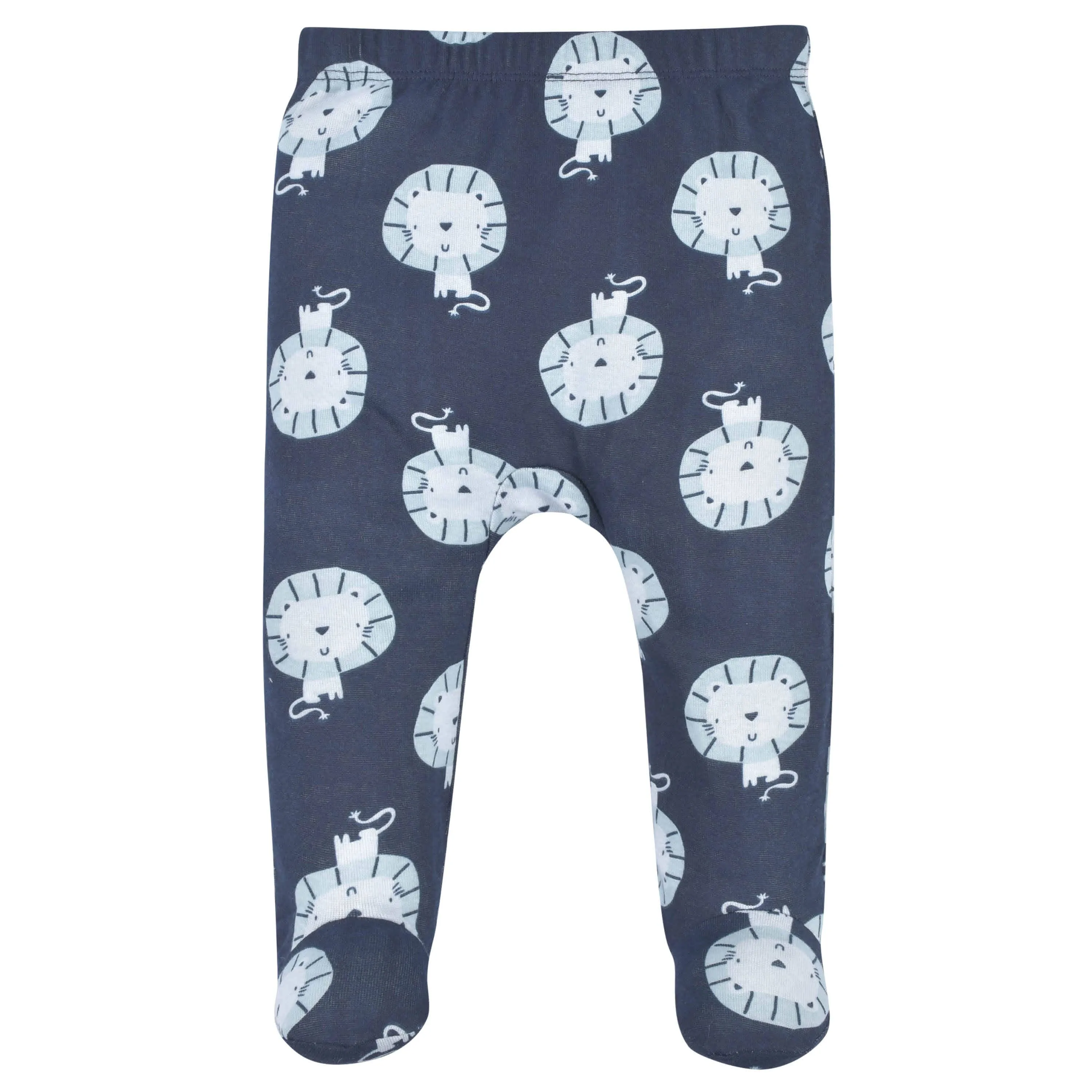 3-Piece Baby Boys Comfy Stretch Lion Long Sleeve Shirt, Footed Pant, & Cap Set