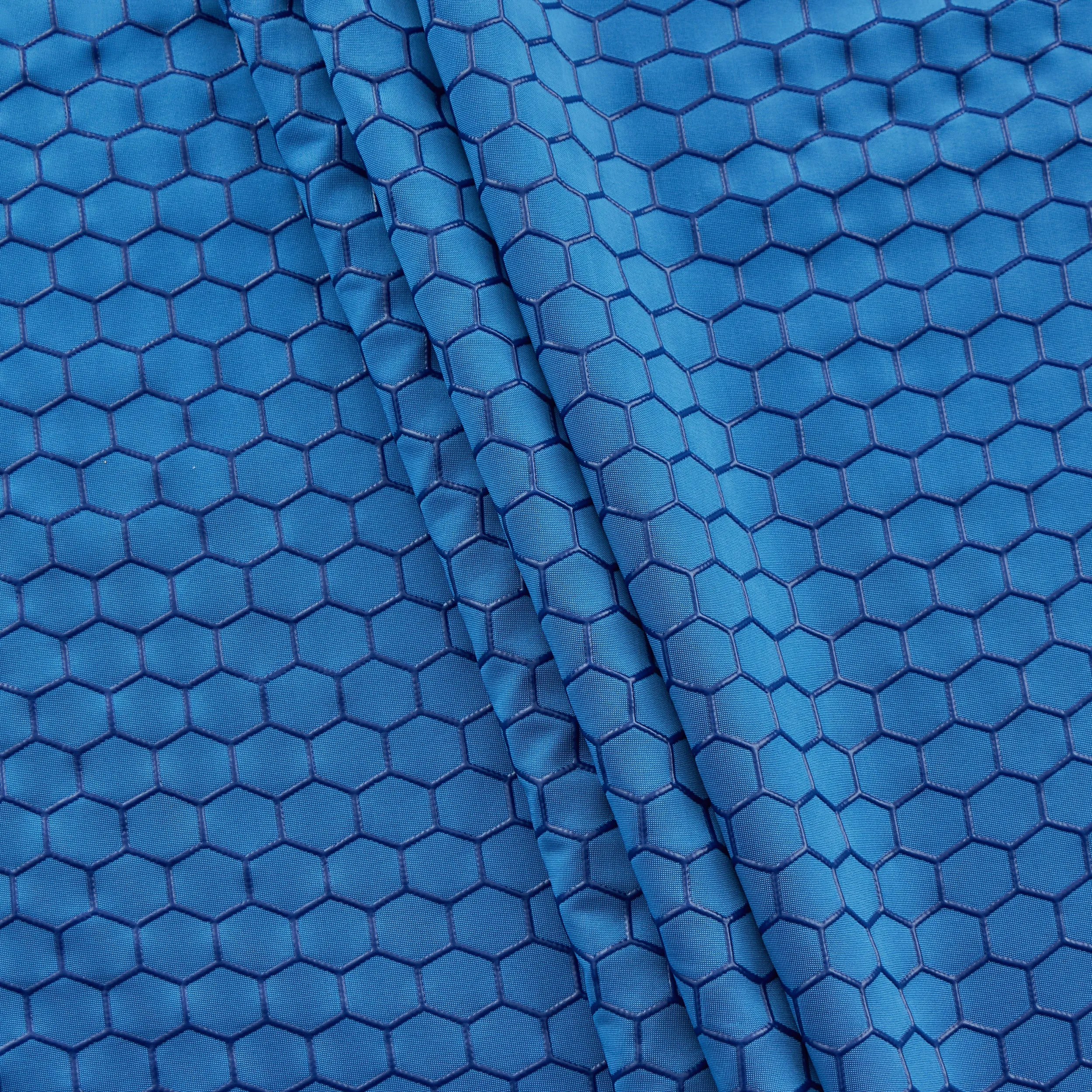 4-Way Stretch Fabric, Raised Honeycomb Print, Royal Blue