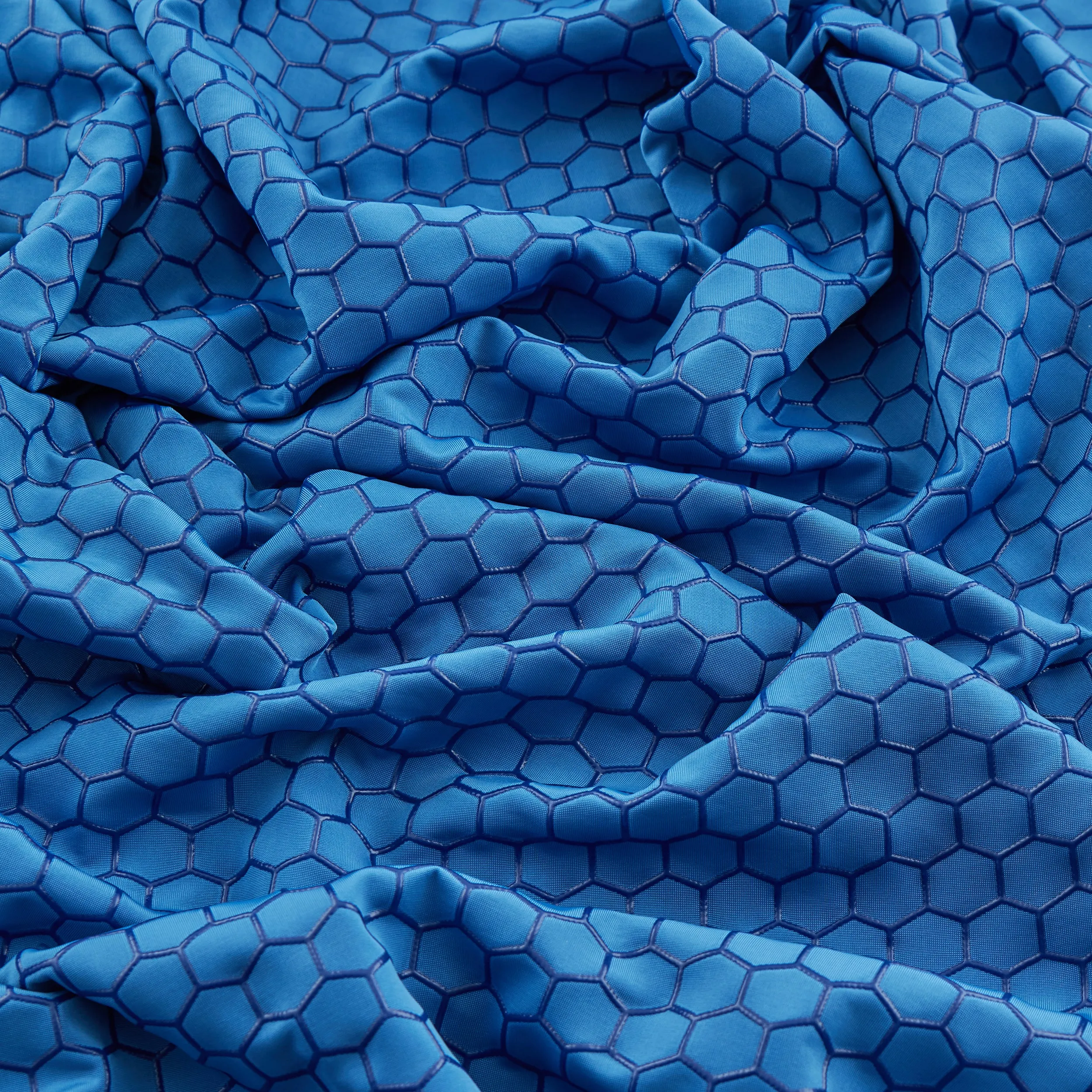 4-Way Stretch Fabric, Raised Honeycomb Print, Royal Blue