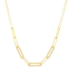 9ct Yellow Gold Links Necklace with Cubic Zirconias