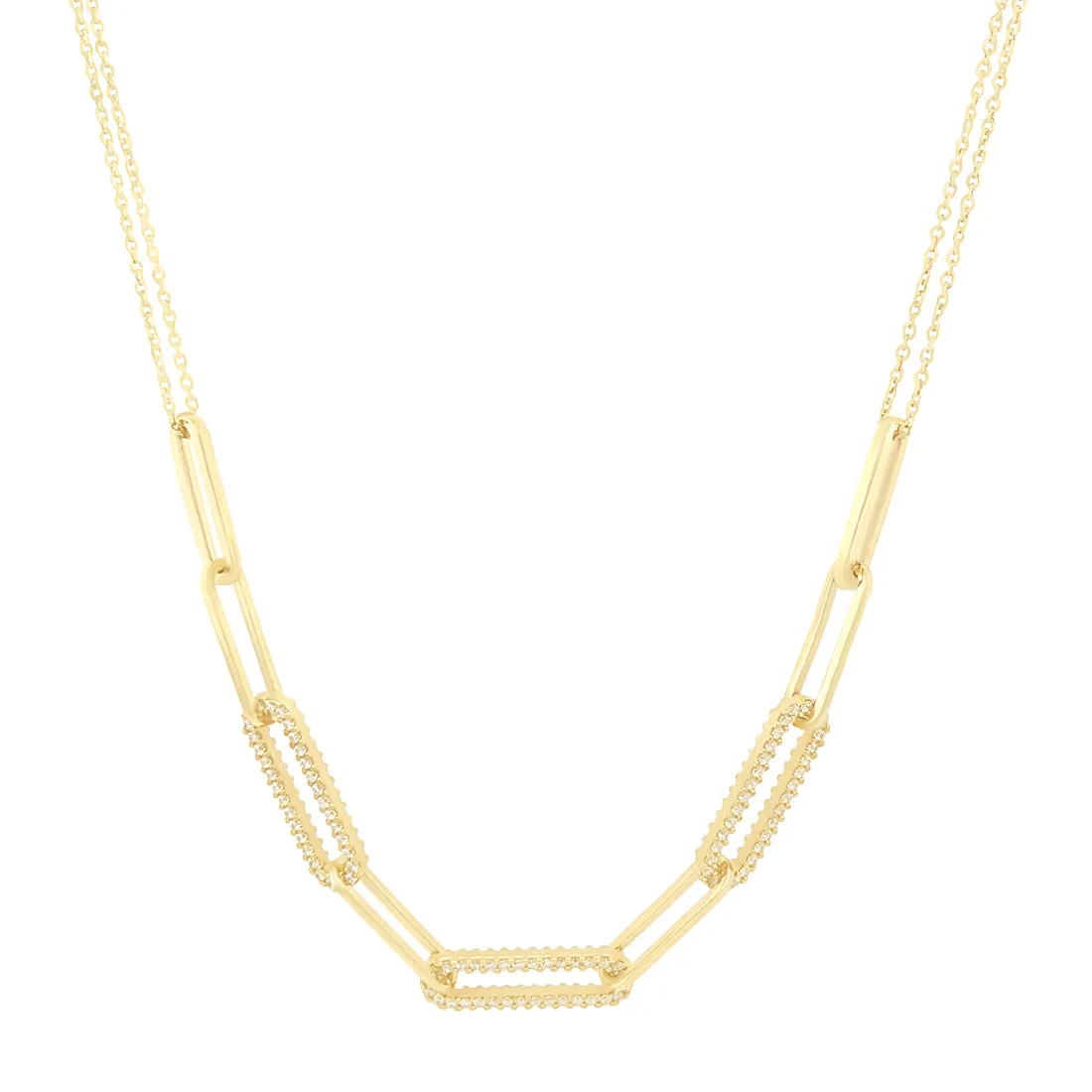 9ct Yellow Gold Links Necklace with Cubic Zirconias