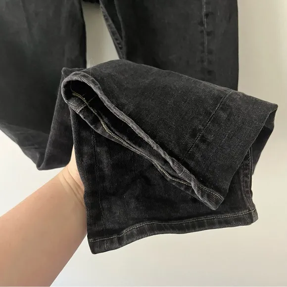 Agolde Ultra High Waisted Button Fly Slim Straight Black Slim Jeans 27
