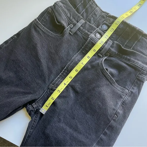 Agolde Ultra High Waisted Button Fly Slim Straight Black Slim Jeans 27