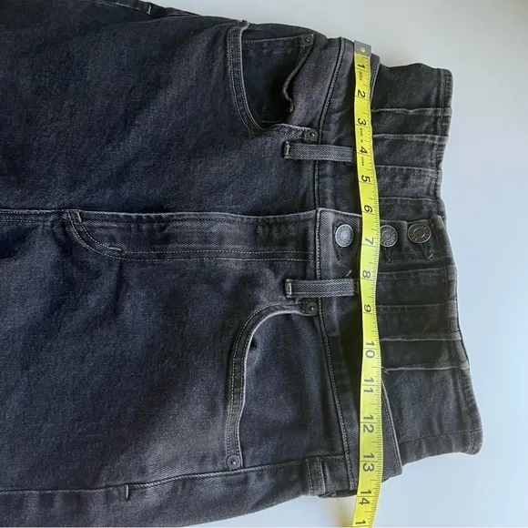 Agolde Ultra High Waisted Button Fly Slim Straight Black Slim Jeans 27