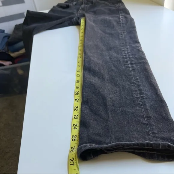 Agolde Ultra High Waisted Button Fly Slim Straight Black Slim Jeans 27