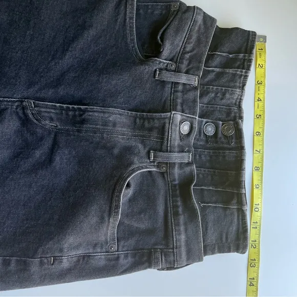 Agolde Ultra High Waisted Button Fly Slim Straight Black Slim Jeans 27