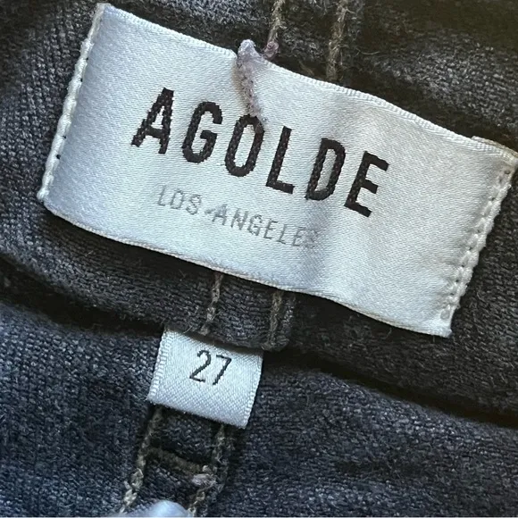 Agolde Ultra High Waisted Button Fly Slim Straight Black Slim Jeans 27