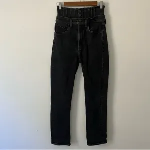 Agolde Ultra High Waisted Button Fly Slim Straight Black Slim Jeans 27