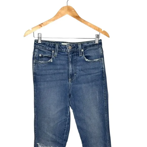 AMO Chelsea Crop Jeans in Deep Breath Distressed Bandana Patch Rip Size 25