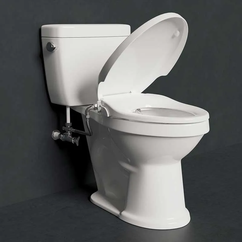 Anzzi Hal Series Non-Electric Bidet Seat for Elongated Toilet in White with Dual Nozzle, Built-In Side Lever and Soft Close