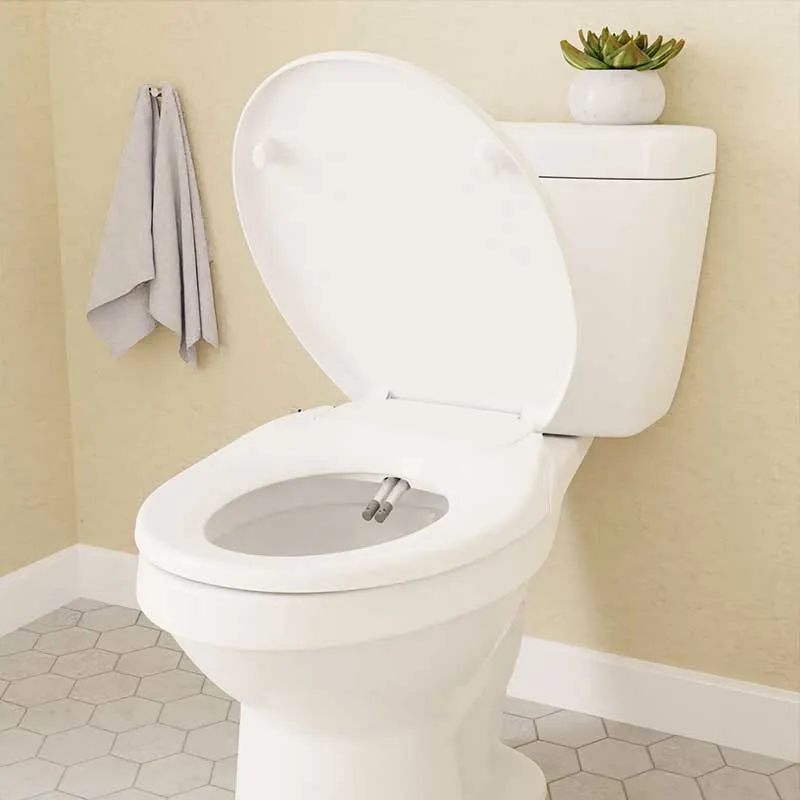 Anzzi Hal Series Non-Electric Bidet Seat for Elongated Toilet in White with Dual Nozzle, Built-In Side Lever and Soft Close