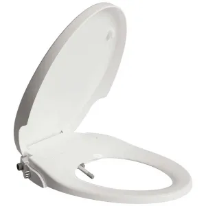 Anzzi Hal Series Non-Electric Bidet Seat for Elongated Toilet in White with Dual Nozzle, Built-In Side Lever and Soft Close