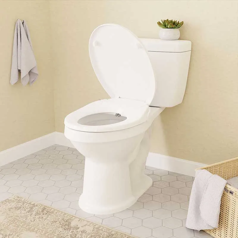 Anzzi Hal Series Non-Electric Bidet Seat for Elongated Toilet in White with Dual Nozzle, Built-In Side Lever and Soft Close