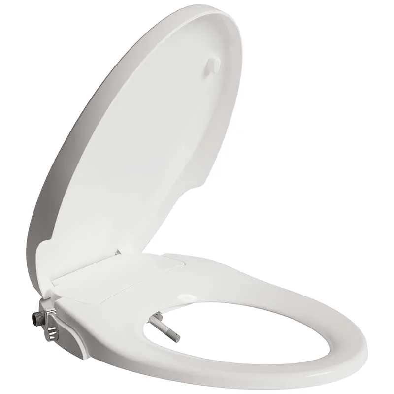 Anzzi Hal Series Non-Electric Bidet Seat for Elongated Toilet in White with Dual Nozzle, Built-In Side Lever and Soft Close