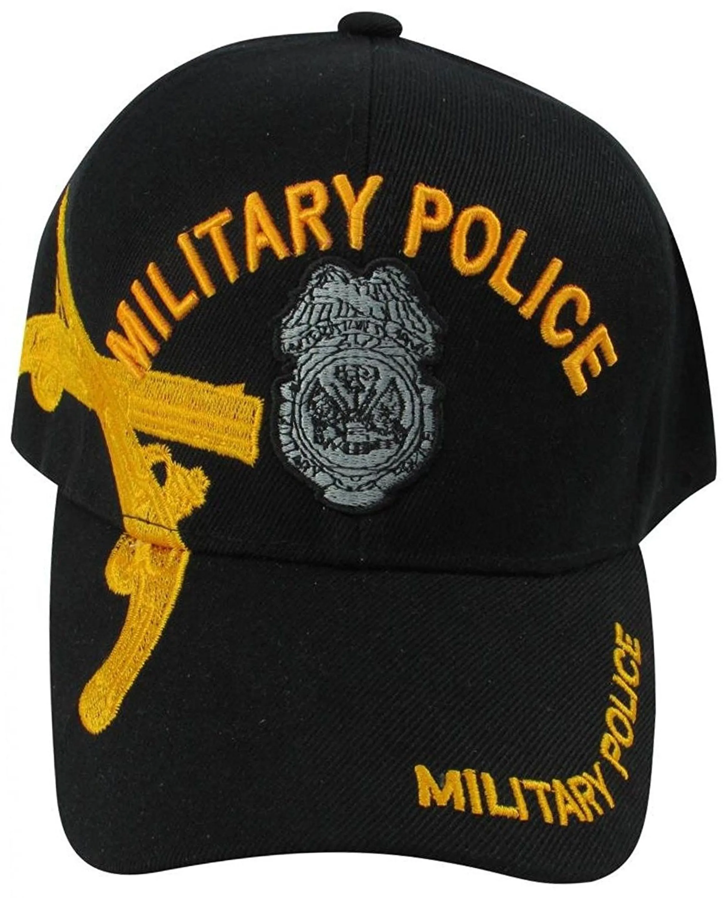 ARMY MP Hat Military Police Baseball Cap Black and Gold with Logo Emblem Mens Headwear