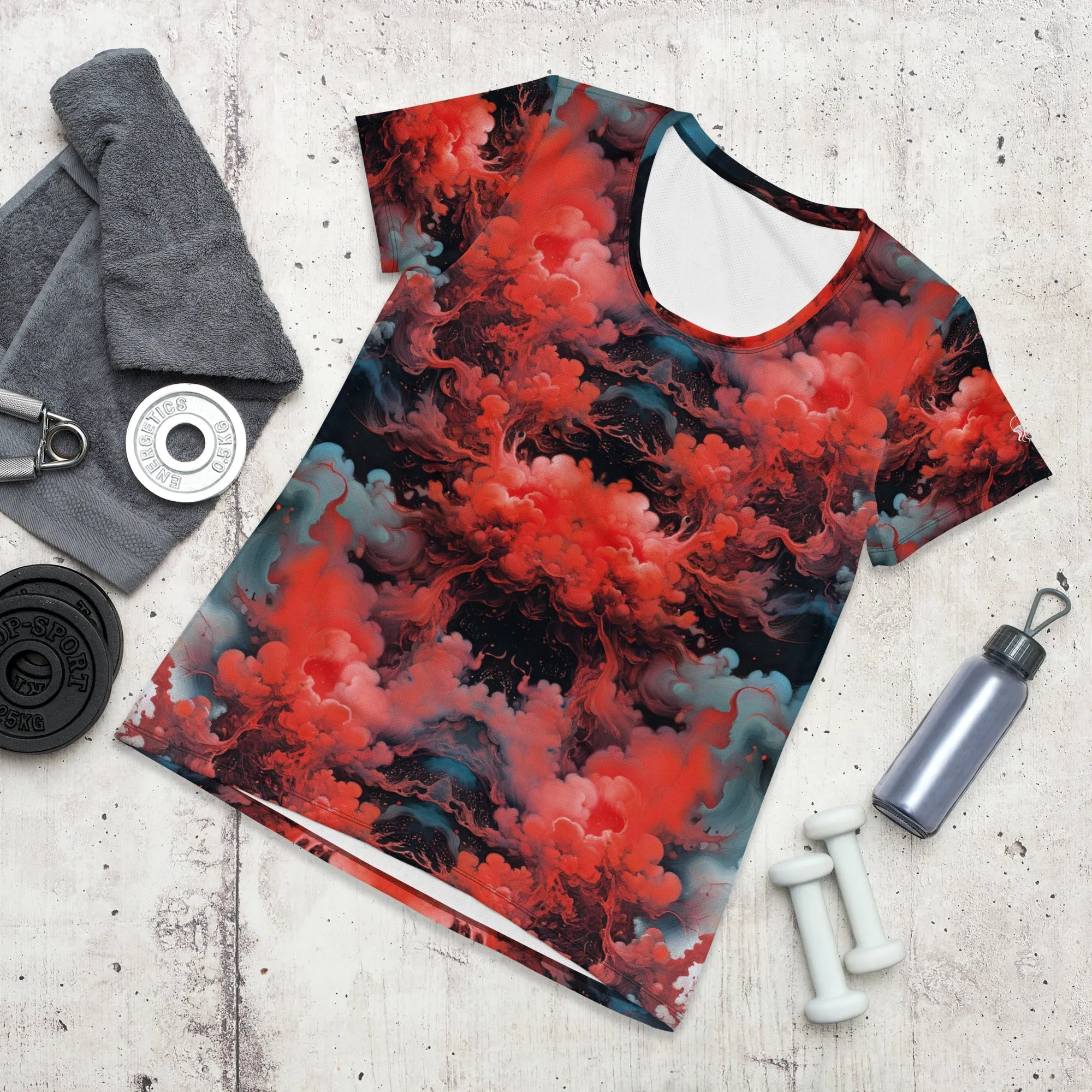 Athletic T-shirt - Ethereal Crimson Flow - Dark