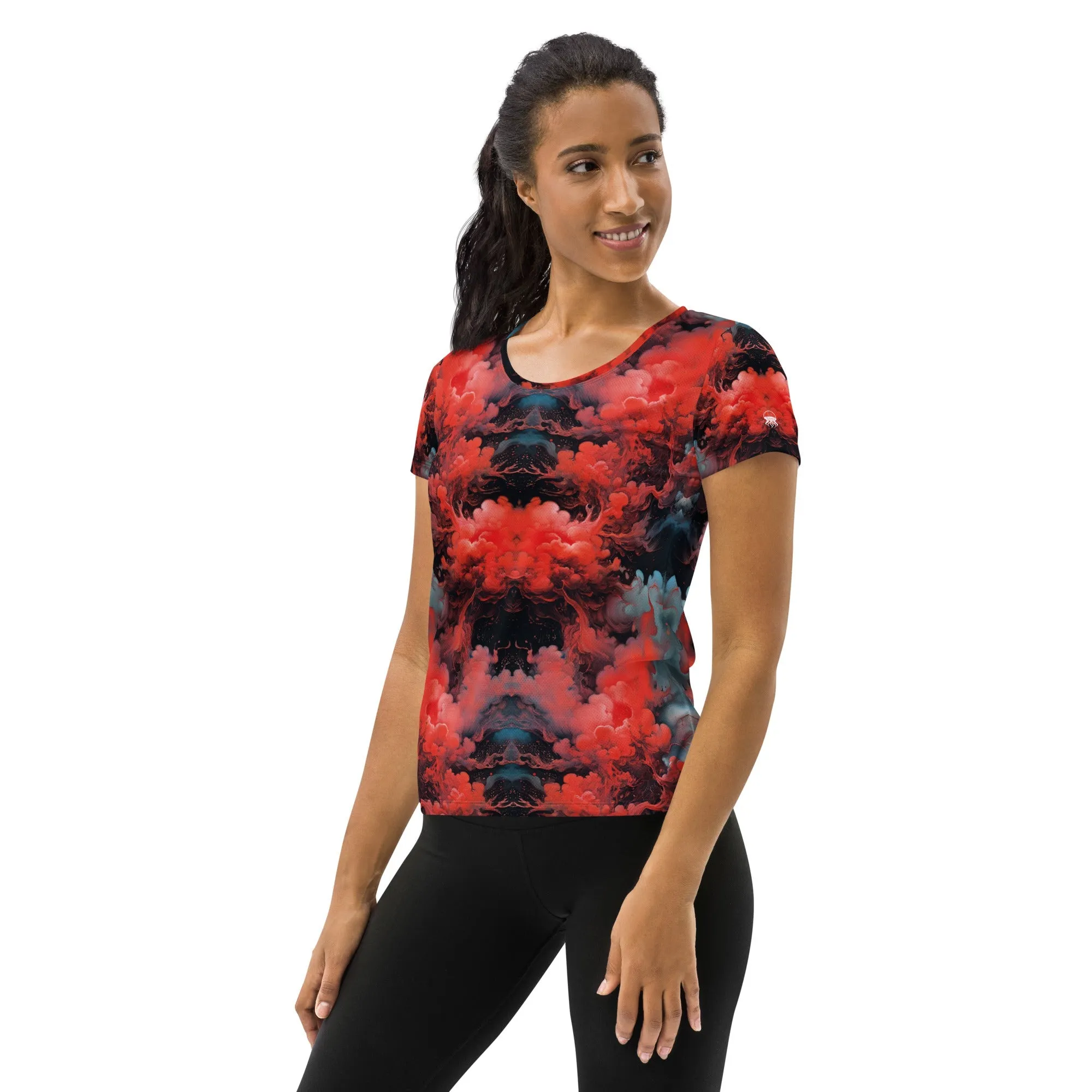 Athletic T-shirt - Ethereal Crimson Flow - Dark