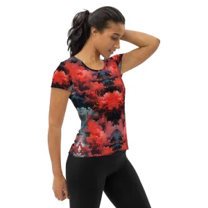 Athletic T-shirt - Ethereal Crimson Flow - Dark