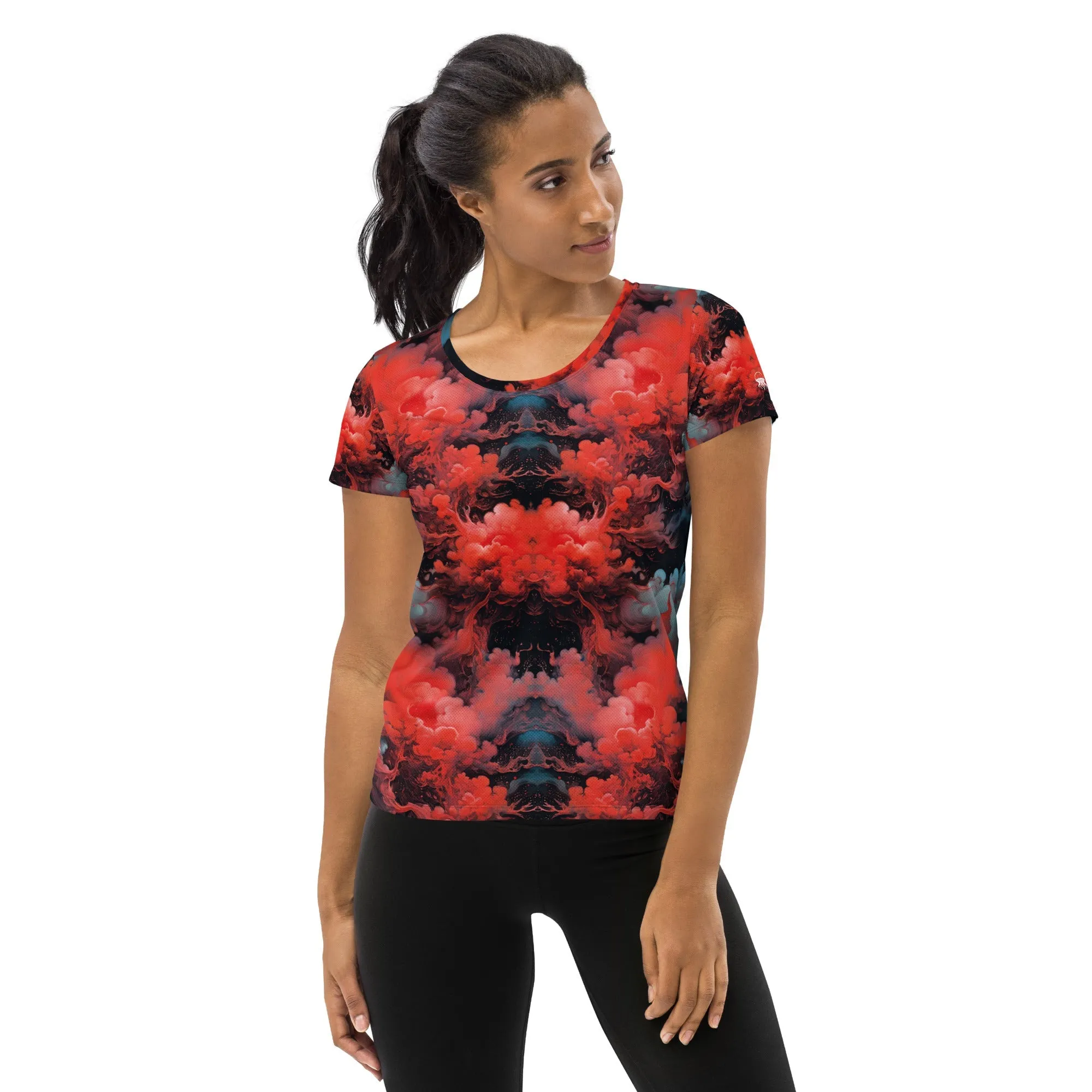 Athletic T-shirt - Ethereal Crimson Flow - Dark