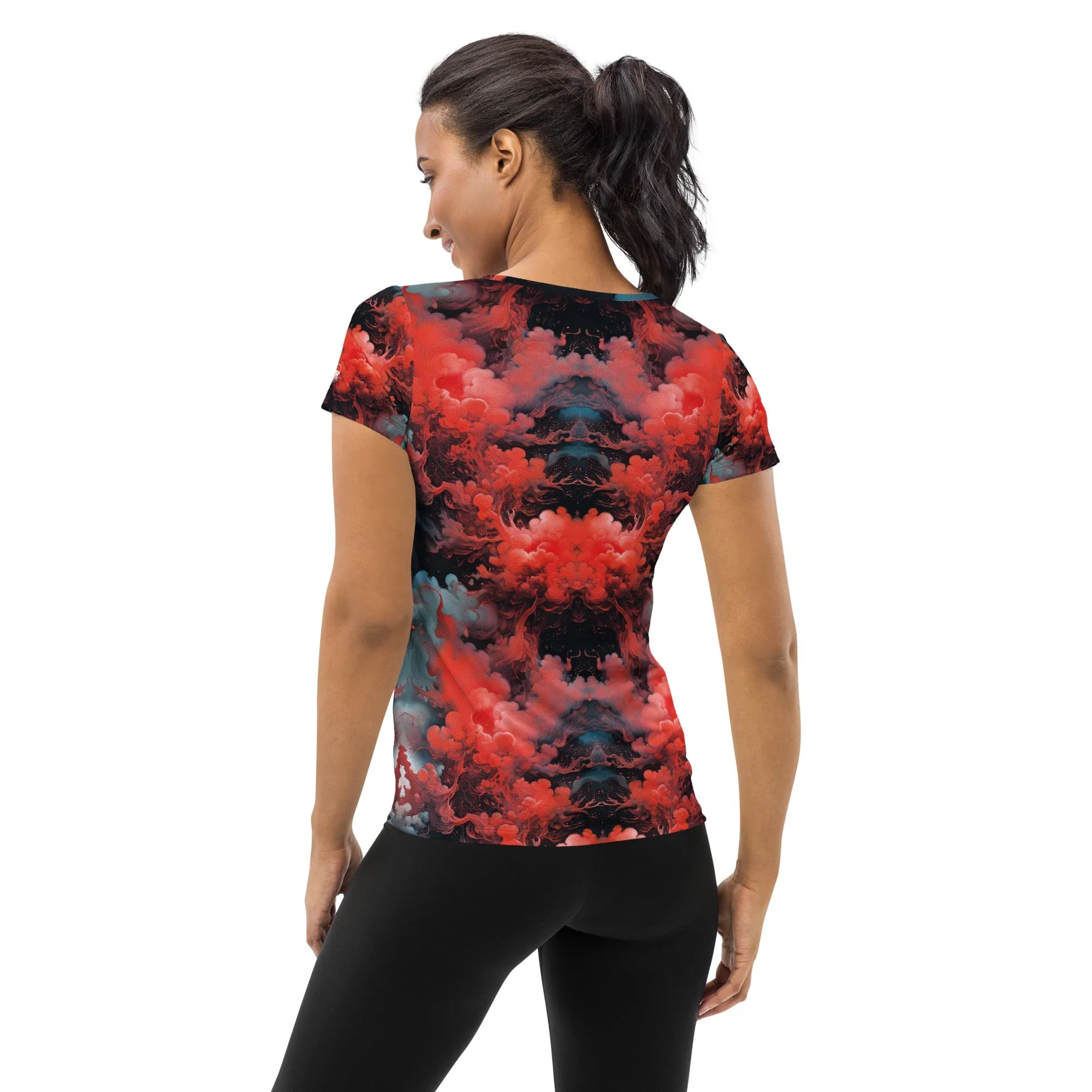 Athletic T-shirt - Ethereal Crimson Flow - Dark