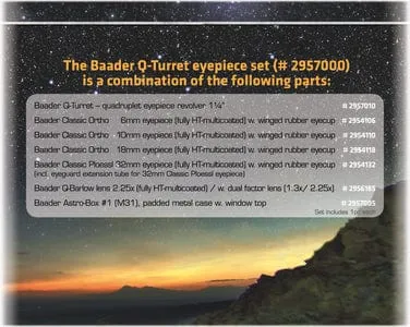 Baader Q-Turret Eyepiece Set (eyepiece revolver, 4x Classic Ortho, 1x Q-Barlow 2.25x) - 2957000