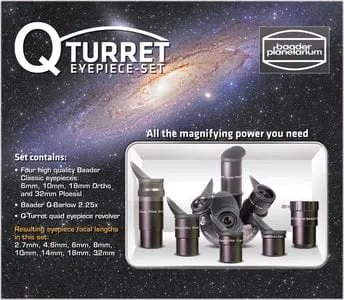 Baader Q-Turret Eyepiece Set (eyepiece revolver, 4x Classic Ortho, 1x Q-Barlow 2.25x) - 2957000