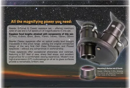 Baader Q-Turret Eyepiece Set (eyepiece revolver, 4x Classic Ortho, 1x Q-Barlow 2.25x) - 2957000