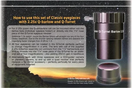 Baader Q-Turret Eyepiece Set (eyepiece revolver, 4x Classic Ortho, 1x Q-Barlow 2.25x) - 2957000