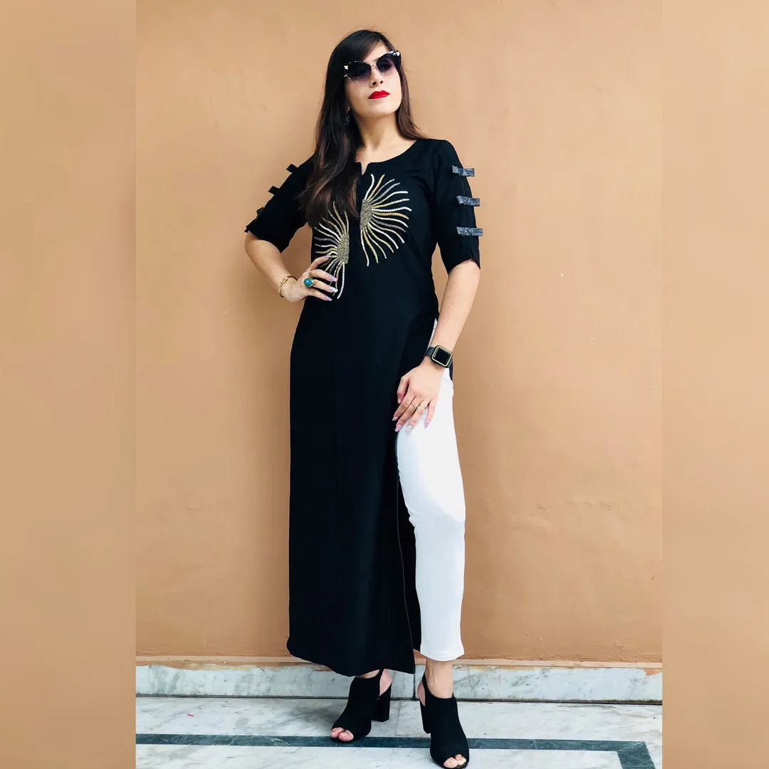 Black Embroidered Kurti