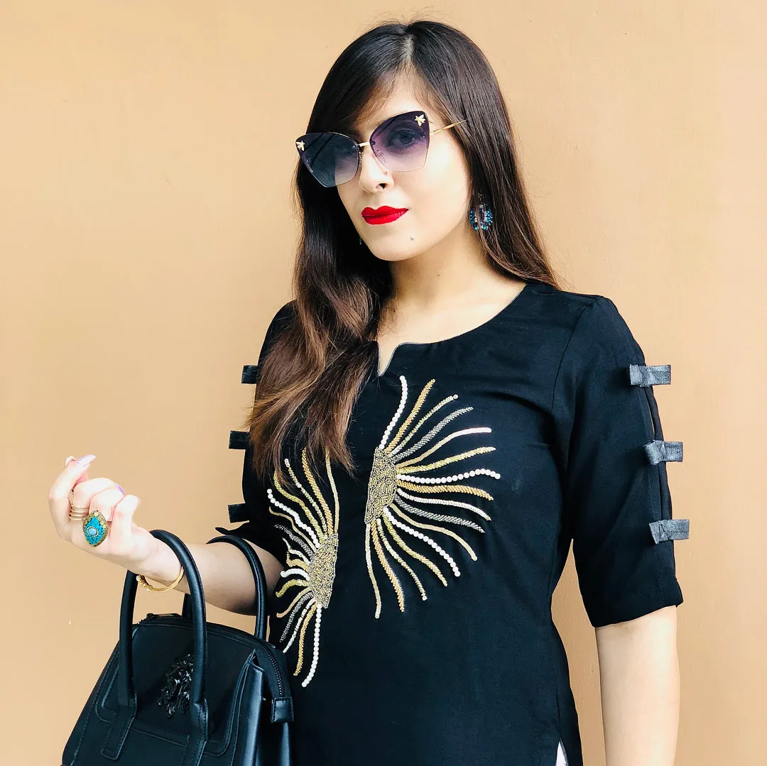 Black Embroidered Kurti