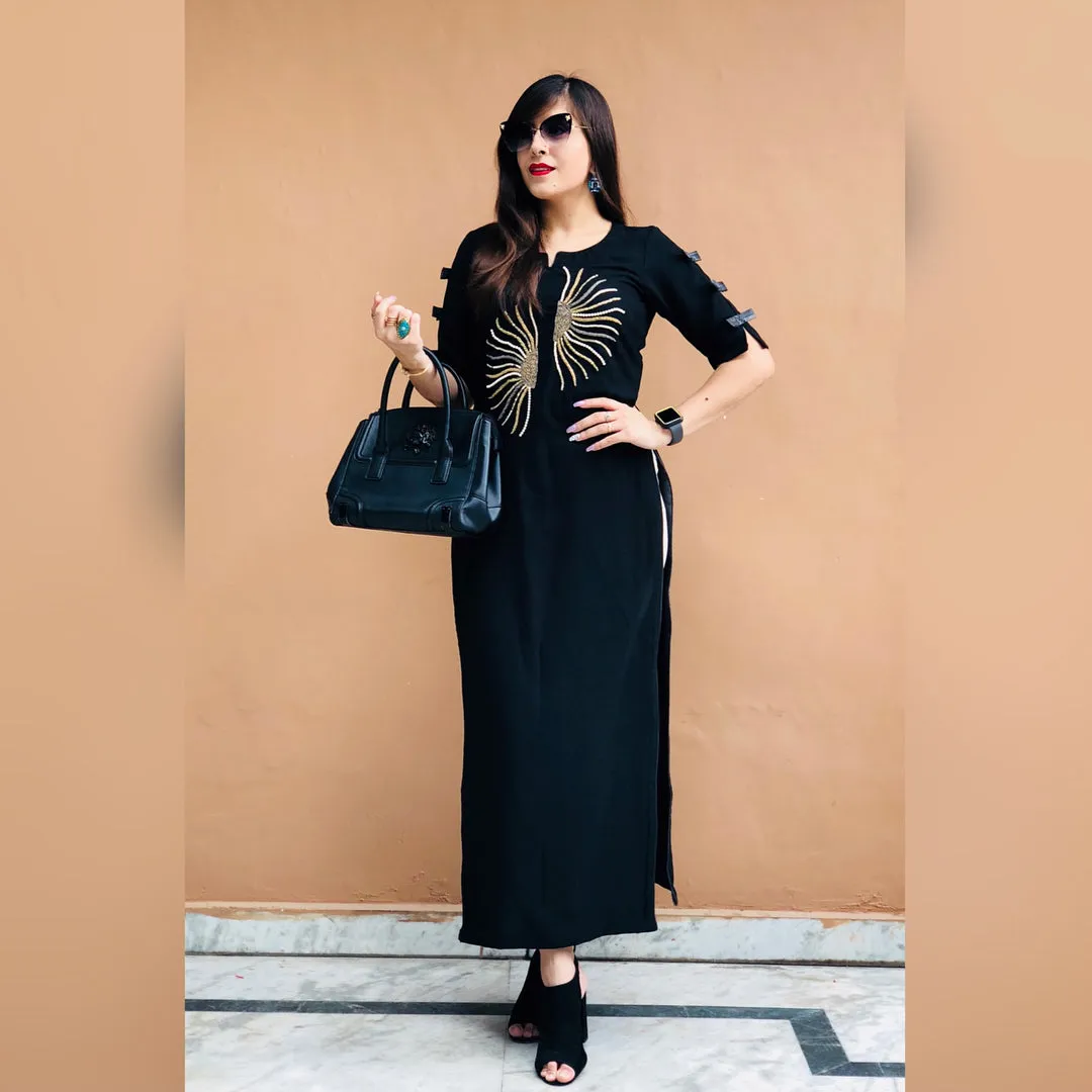 Black Embroidered Kurti