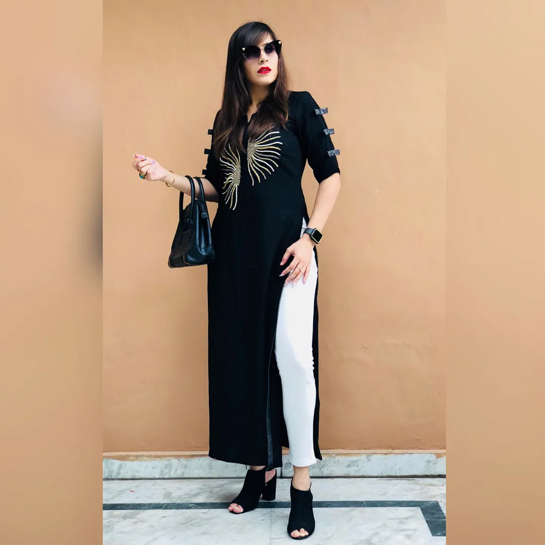 Black Embroidered Kurti
