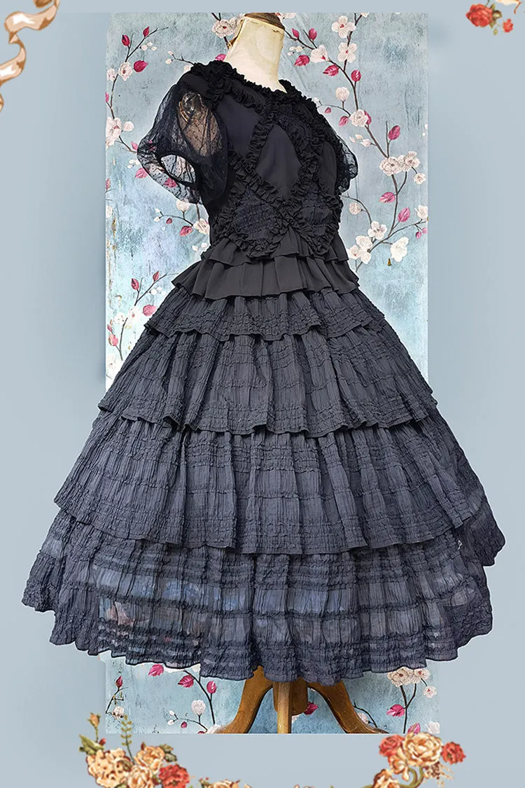 Black Forest Multi-layer Ruffle Classic Gothic Lolita Skirt Set