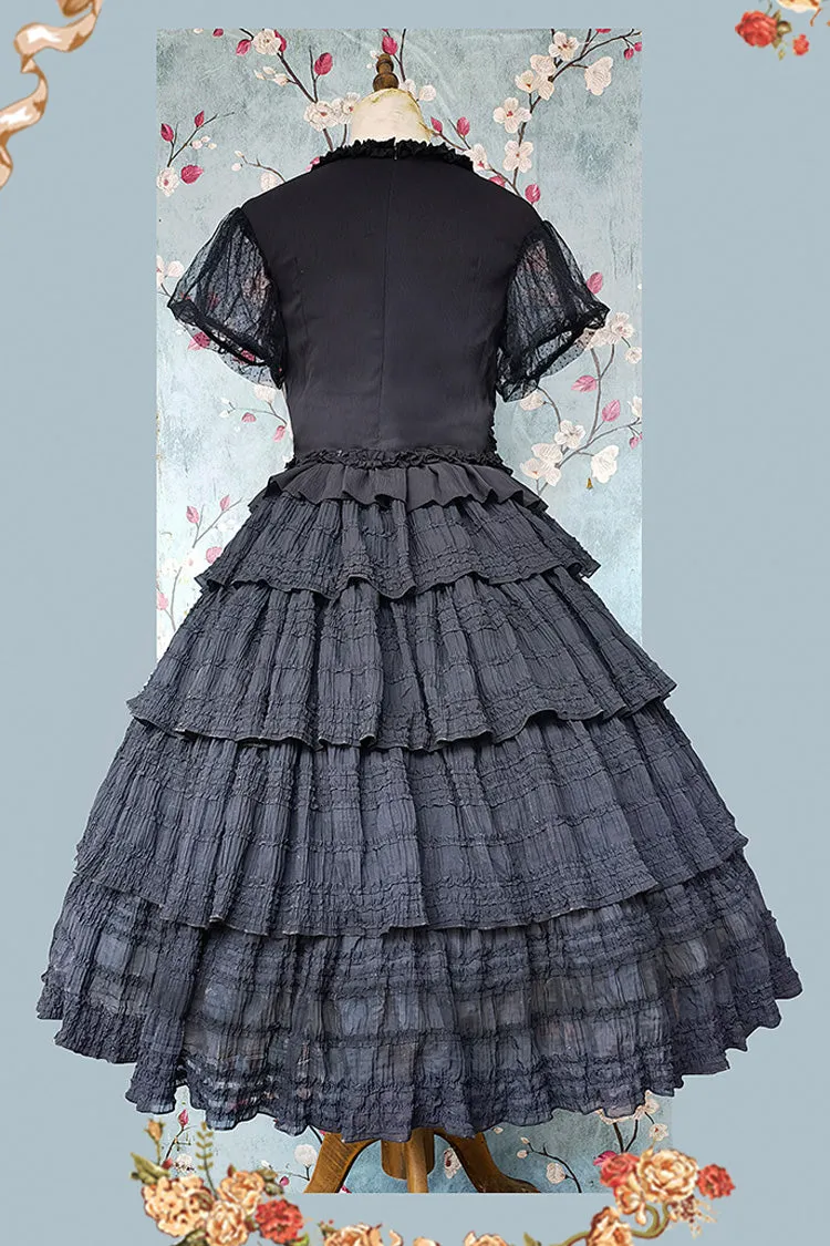 Black Forest Multi-layer Ruffle Classic Gothic Lolita Skirt Set