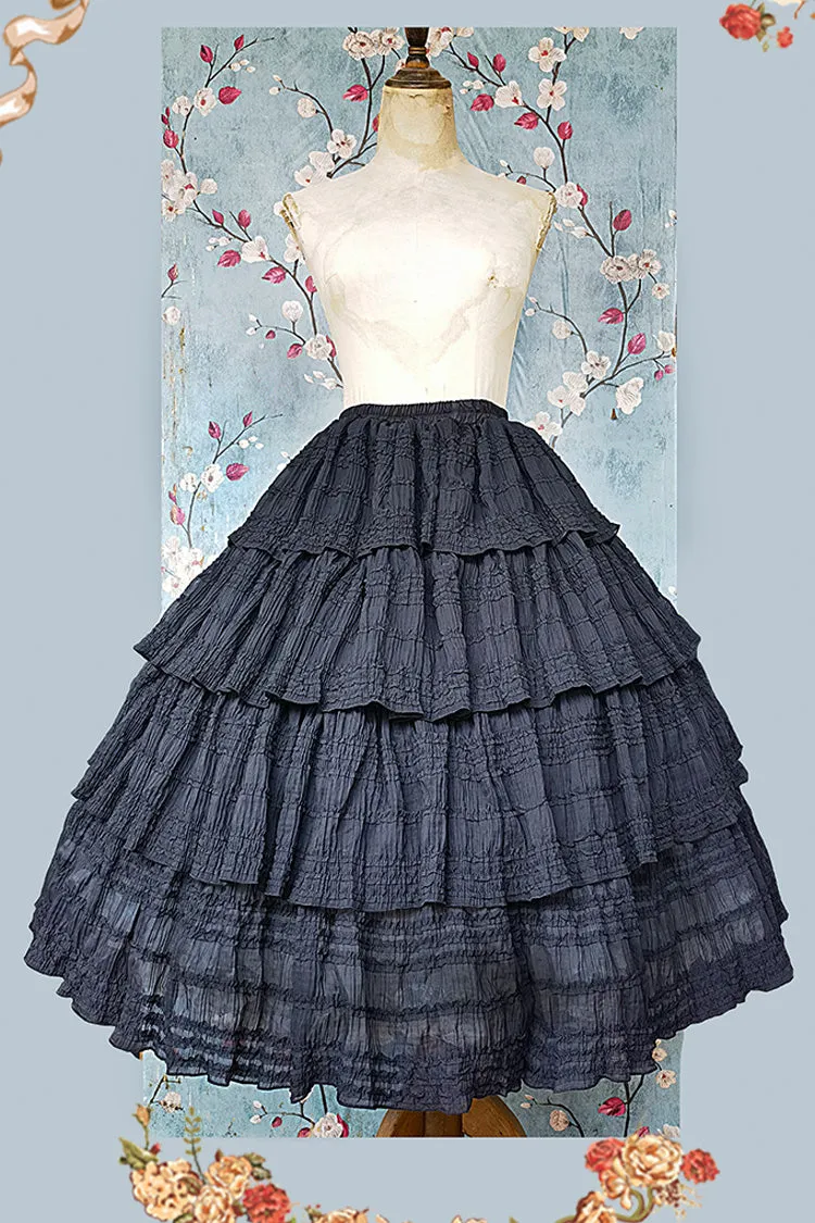 Black Forest Multi-layer Ruffle Classic Gothic Lolita Skirt Set