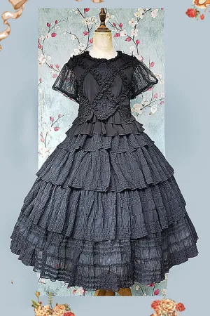 Black Forest Multi-layer Ruffle Classic Gothic Lolita Skirt Set