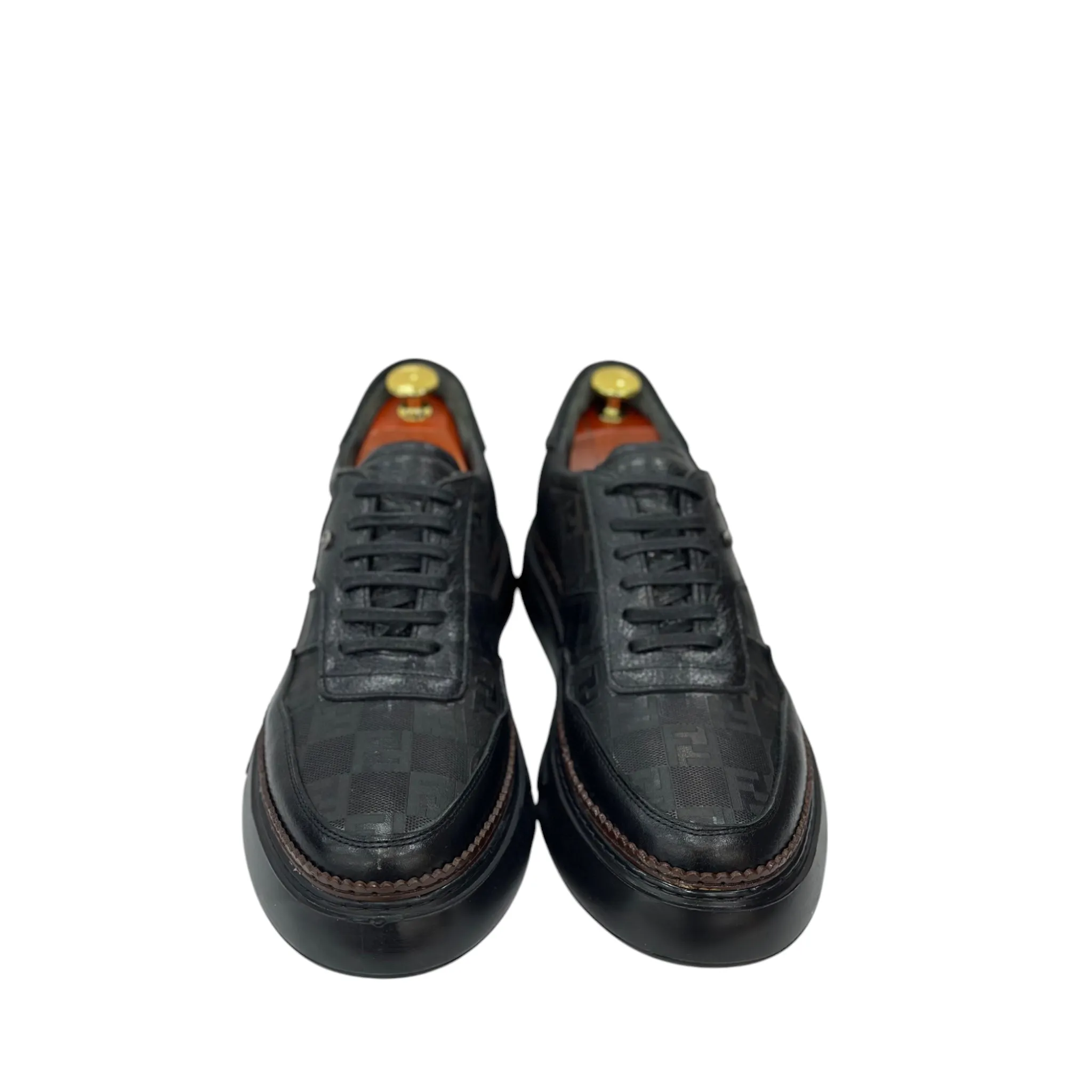 Black Sneakers - Unique  Textured Leather- with Brown Thread Details -228-SP10