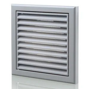 Blauberg DECOR 155X155/100S GREY Plastic Vented Fixed Blade Air Ventilation Louvred Grille 4" 100mm