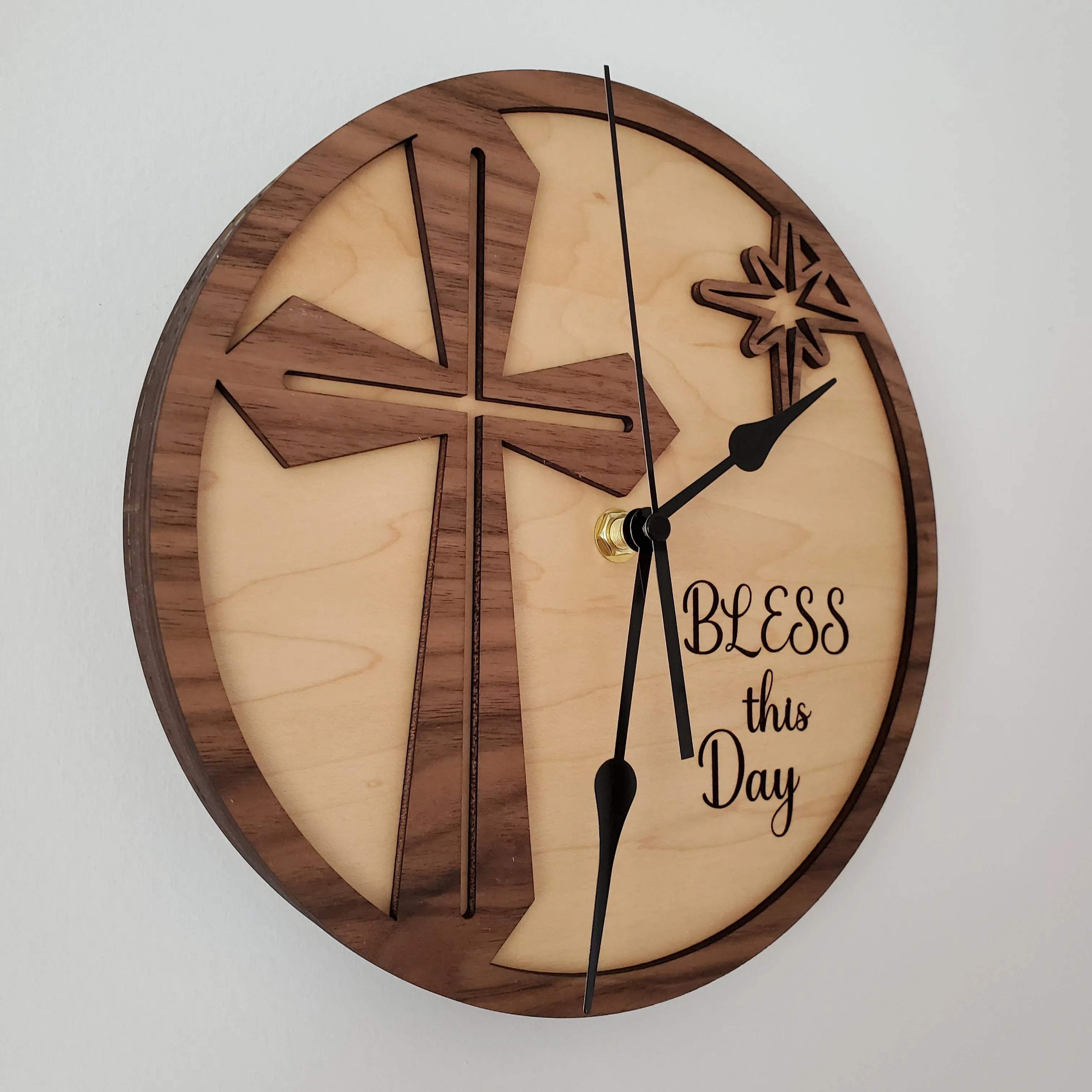 Bless This Day Cross Clock (9" or 12")
