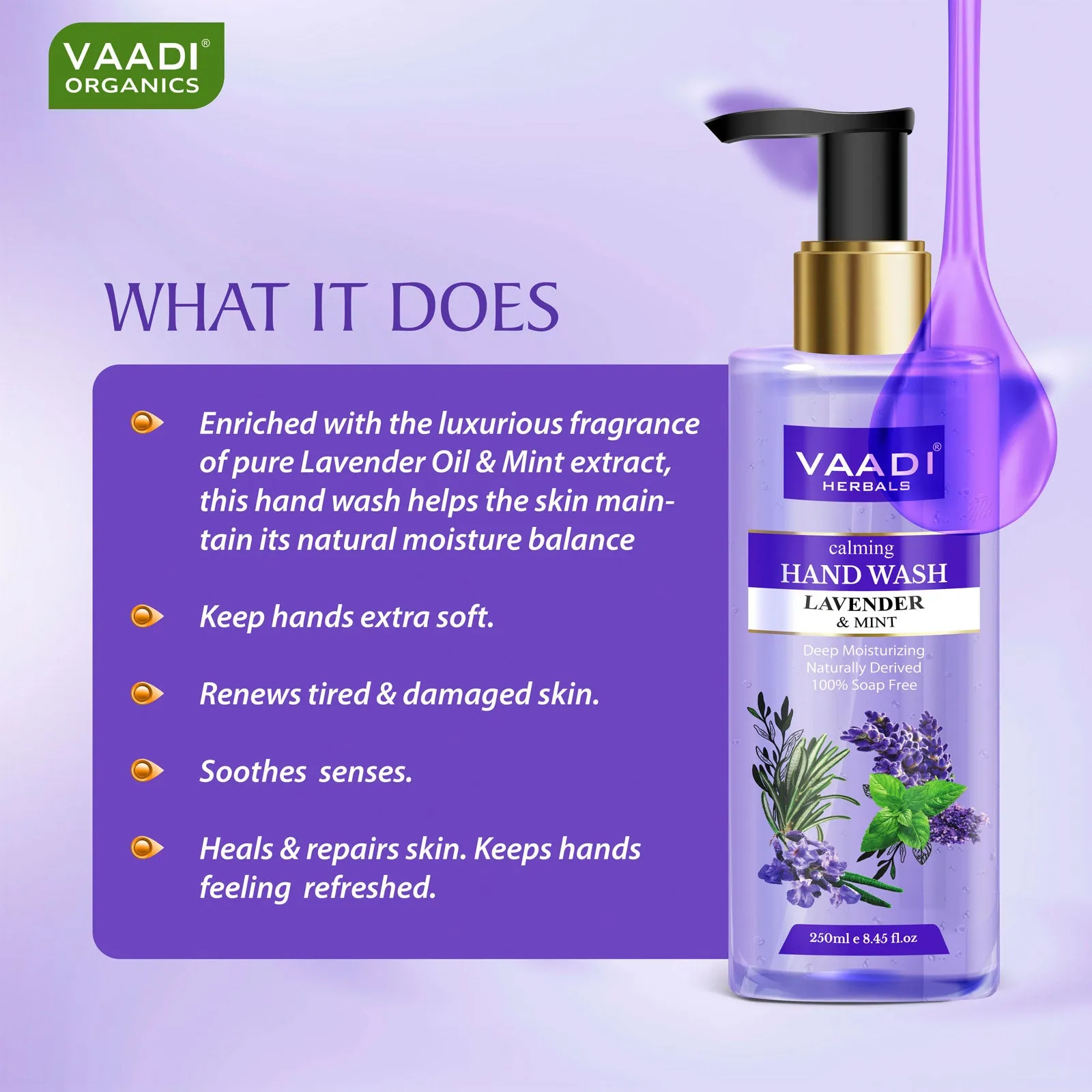 Calming Lavender & Mint Hand Wash - Deep Moisutirizing (250 ml)