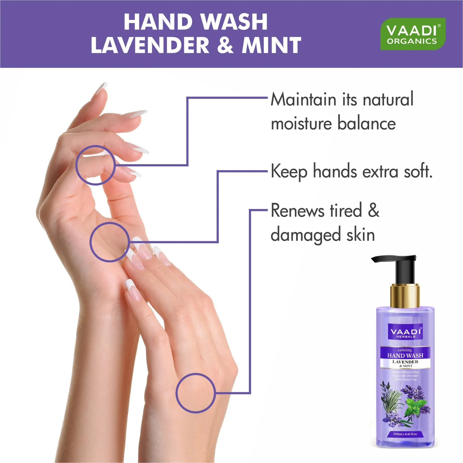 Calming Lavender & Mint Hand Wash - Deep Moisutirizing (250 ml)