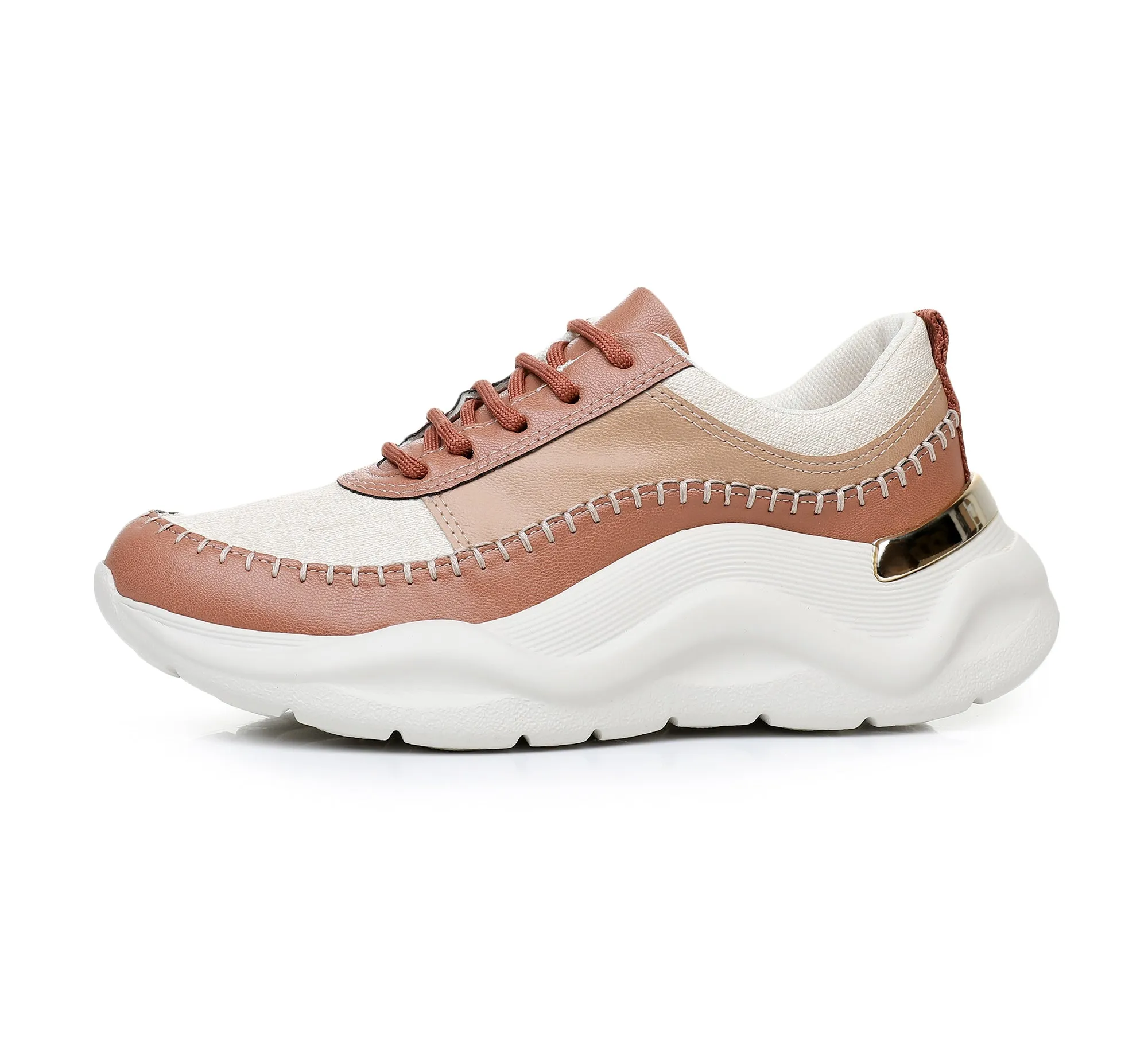 City Beat Chunk Sneakers - White & Brown (939.005)