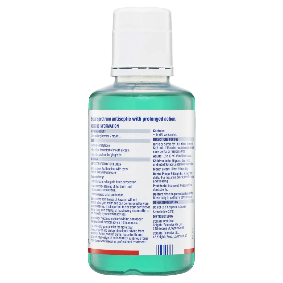 Colgate Savacol Antiseptic Mouth & Throat Rinse Mint 300mL