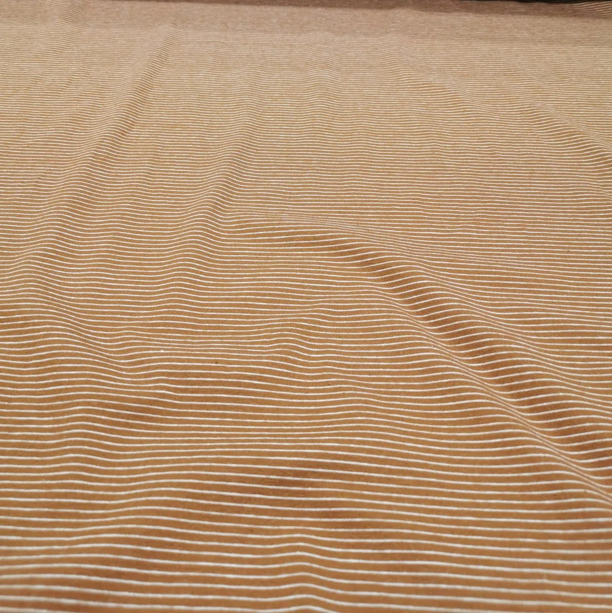 Cotton Jersey, Cognac Fine White Stripe