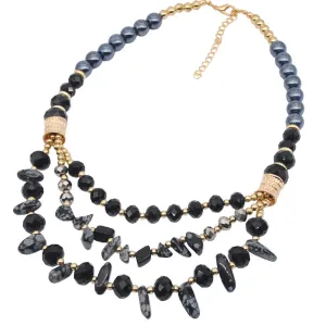Crystal Natural Stone Multi-layer Clavicle Chain