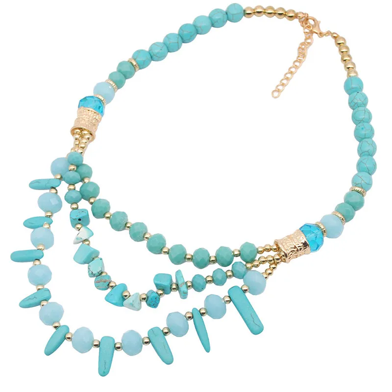 Crystal Natural Stone Multi-layer Clavicle Chain