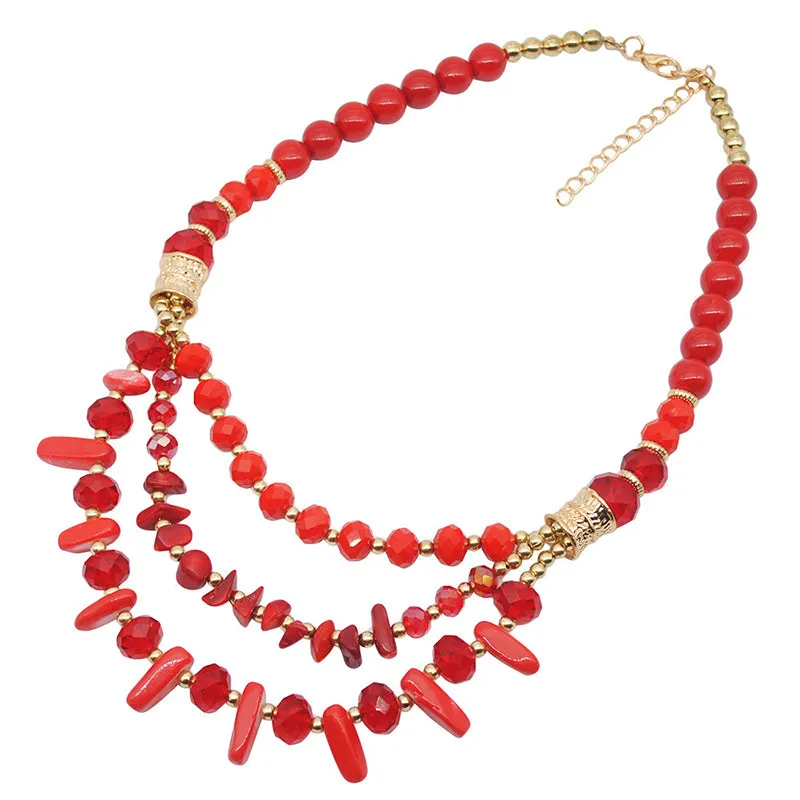 Crystal Natural Stone Multi-layer Clavicle Chain