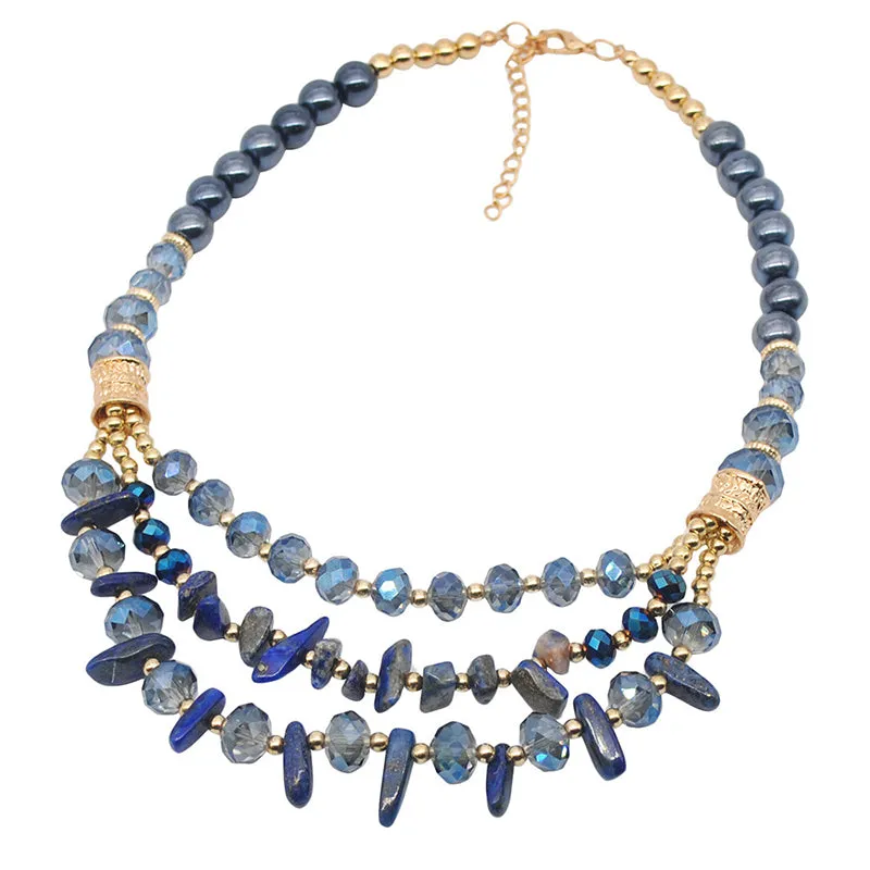 Crystal Natural Stone Multi-layer Clavicle Chain