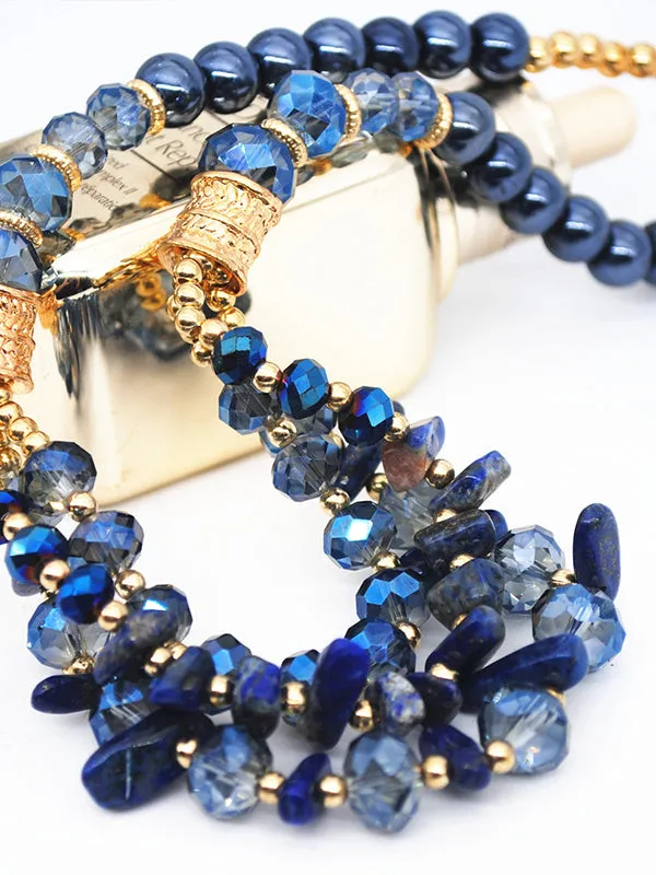 Crystal Natural Stone Multi-layer Clavicle Chain
