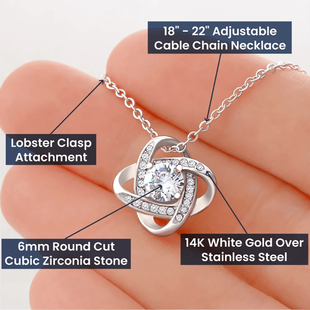 Daughter - Always In My Heart | Beautiful 14k White Gold Family Knot Necklace